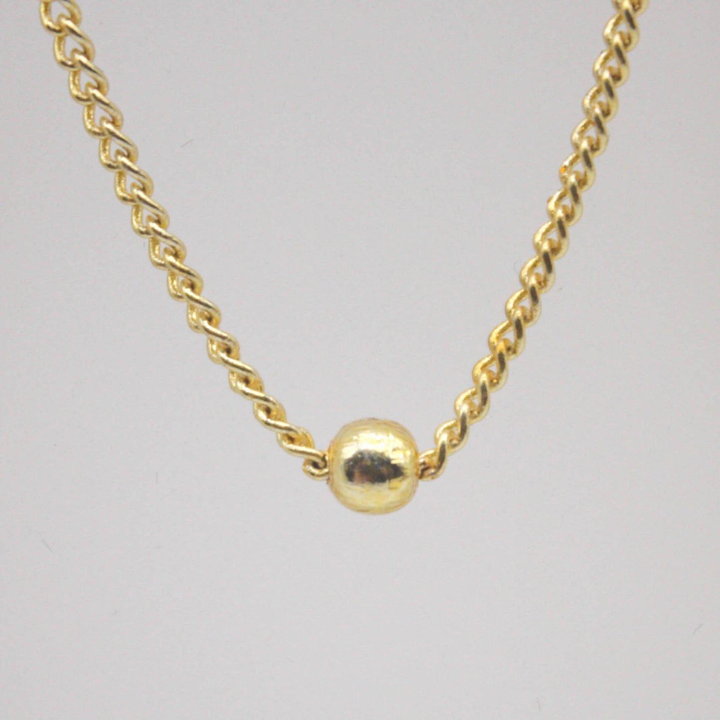 3 Ft Non Tarnished Satellite Curb Chain 18K Gold Plated  - 1.6mm Curb 3.5mm Large Beads - Anti Tarnish Free Chain - AT1.6SATBB