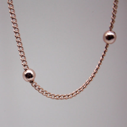 300 Ft Non Tarnished Satellite Curb Chain Rose Gold Plated  - 1.6mm Curb 3.5mm Large Beads - Anti Tarnish Free Chain - AT1.6SATBB