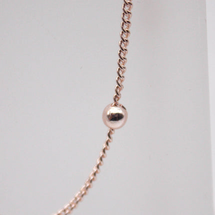 3 Ft Non Tarnished Satellite Curb Chain Rose Gold Plated  - 1.6mm Curb 3.5mm Large Beads - Anti Tarnish Free Chain - AT1.6SATBB