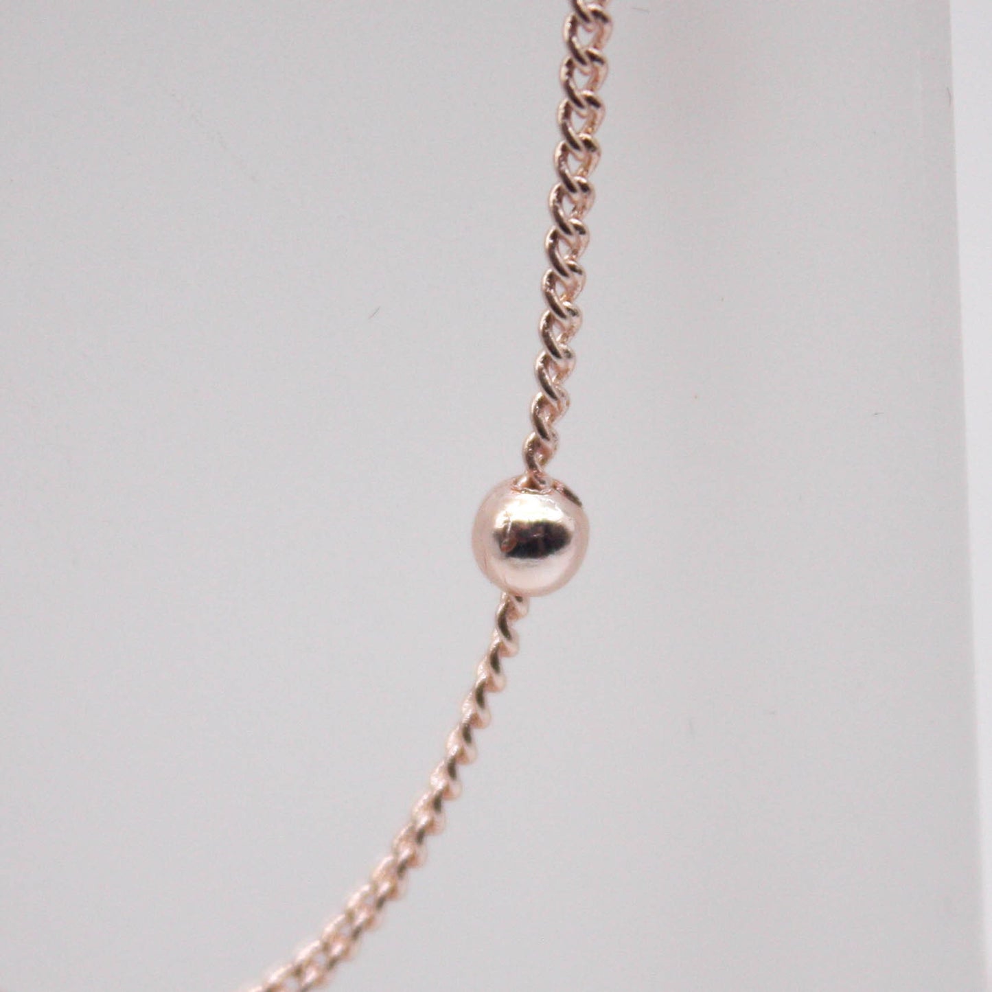 300 Ft Non Tarnished Satellite Curb Chain Rose Gold Plated  - 1.6mm Curb 3.5mm Large Beads - Anti Tarnish Free Chain - AT1.6SATBB