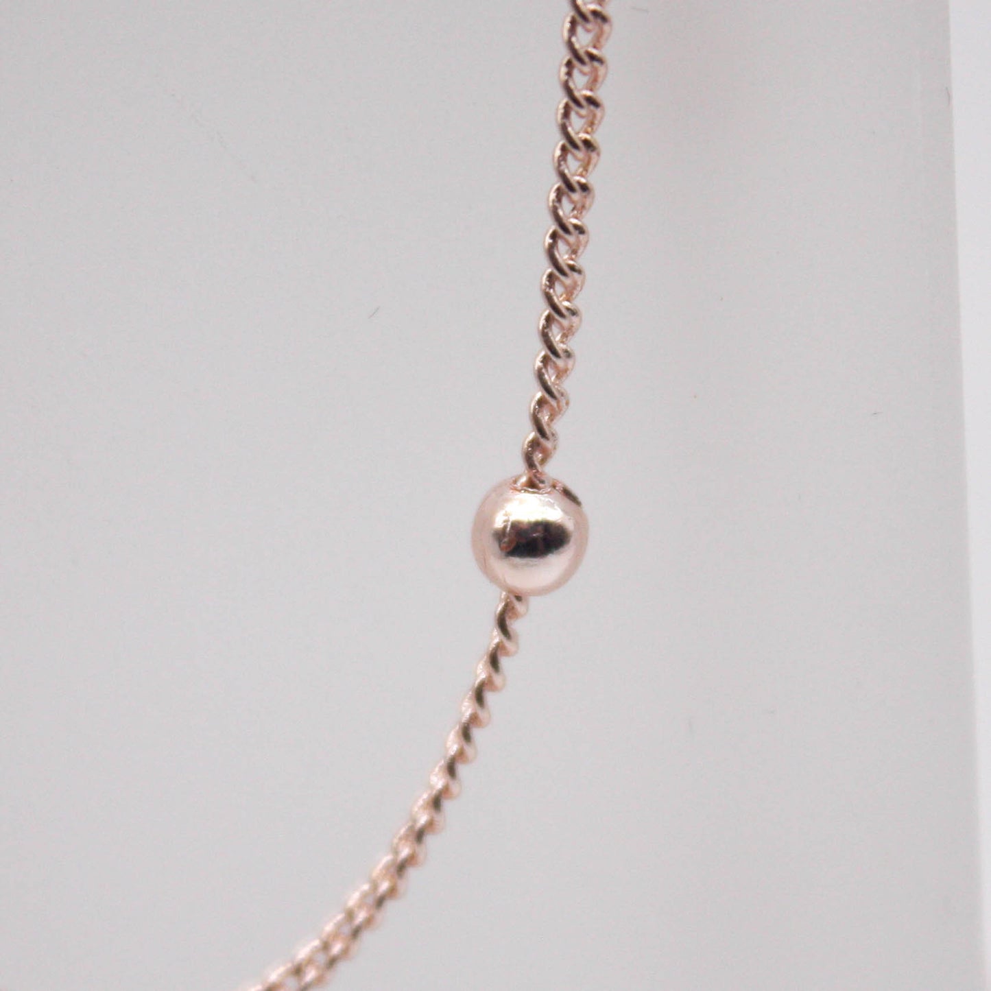 100 Ft Non Tarnished Satellite Curb Chain Rose Gold Plated  - 1.6mm Curb 3.5mm Large Beads - Anti Tarnish Free Chain - AT1.6SATBB