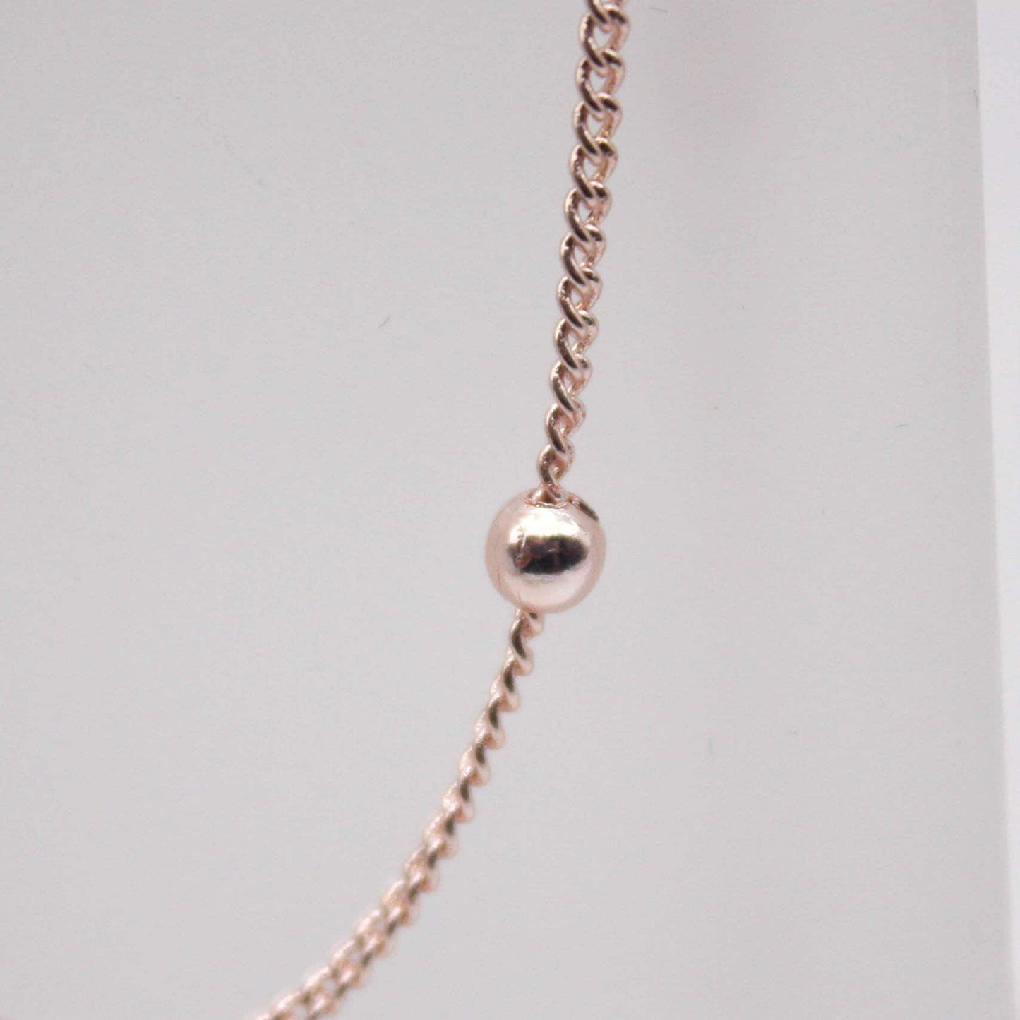 32 Ft Non Tarnished Satellite Curb Chain Rose Gold Plated  - 1.6mm Curb 3.5mm Large Beads - Anti Tarnish Free Chain - AT1.6SATBB
