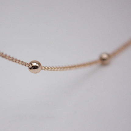 32 Ft Non Tarnish Satellite Curb Chain Champagne Gold Plated  - 1.6mm Curb 3.5mm Large Beads - Anti Tarnish Free Chain - AT1.6SATBB