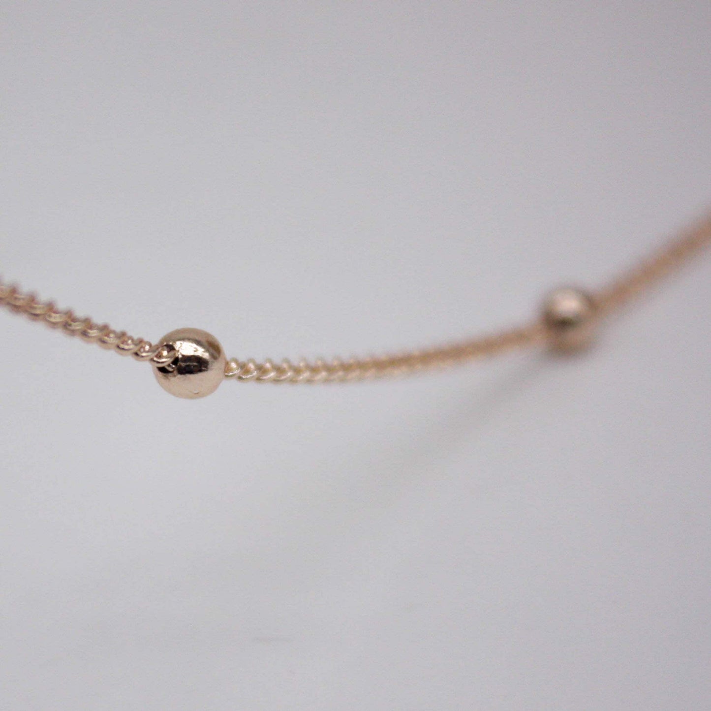 10 Ft Non Tarnish Satellite Curb Chain Champagne Gold Plated  - 1.6mm Curb 3.5mm Large Beads - Anti Tarnish Free Chain - AT1.6SATBB