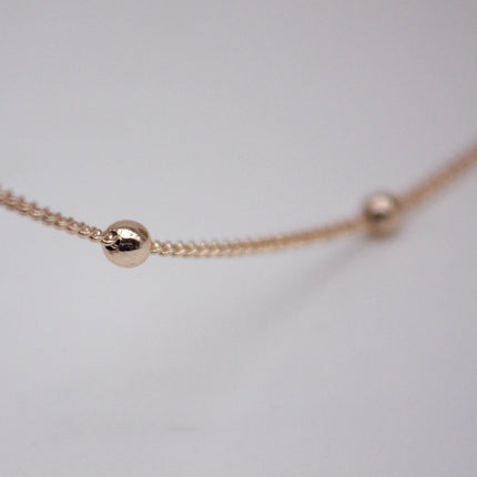 3 Ft Non Tarnish Satellite Curb Chain Champagne Gold Plated  - 1.6mm Curb 3.5mm Large Beads - Anti Tarnish Free Chain - AT1.6SATBB