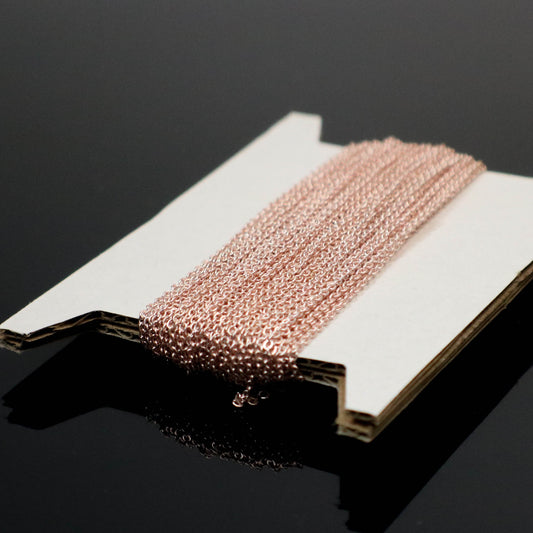 32 feet TARNISH Resistant Tarnish Free Anti Tarnished - ROSE Gold Plated Micro Flat Chain - 2mm 2x1.4mm SOLDER - little Soldered AT214F