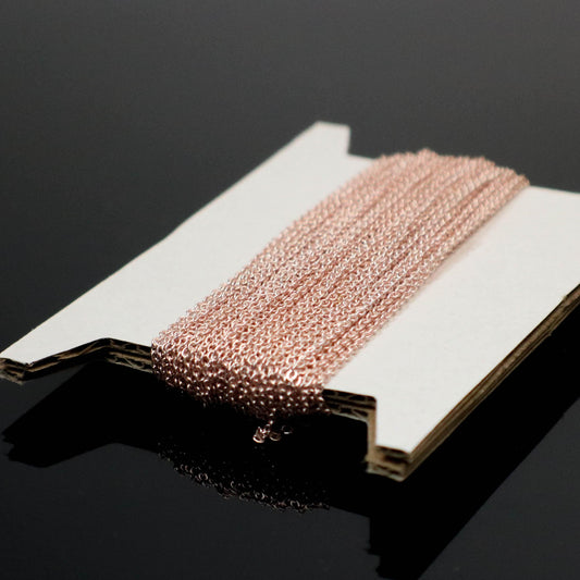 10 feet TARNISH Resistant Tarnish Free Anti Tarnished - ROSE Gold Plated Micro Flat Chain - 2mm 2x1.4mm SOLDER - little Soldered AT214F