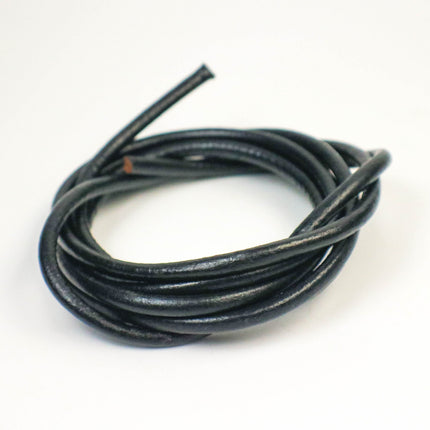 10 feet Black Leather Cord - 5mm Genuine Leather Round Cord (01)