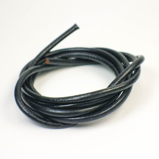 1 Yard (3 feet) Black Leather Cord - 5mm Genuine Leather Round Cord (01) - USA Seller - ship from California USA