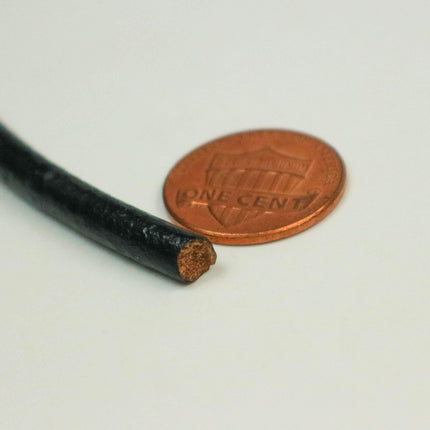 1 Yard (3 feet) Black Leather Cord - 5mm Genuine Leather Round Cord (01)