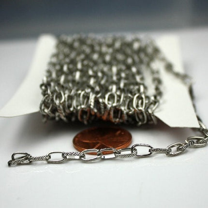 32 ft. Textured Antique Silver finished Drawn Cable chain - 6.7x4mm unsoldered link