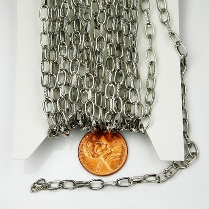 32 ft. Textured Antique Silver finished Drawn Cable chain - 6.7x4mm unsoldered link