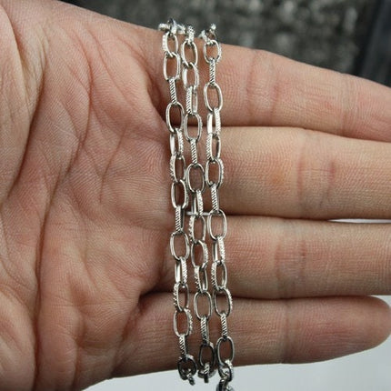 32 ft. Textured Antique Silver finished Drawn Cable chain - 6.7x4mm unsoldered link