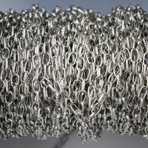 50 ft. Textured Rhodium/Antique Silver finished Drawn Cable chain - 6.3x3.5mm unsoldered link - 6335DR