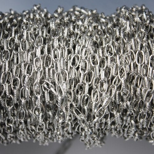 32 ft. Textured Rhodium/Antique Silver finished Drawn Cable chain - 6.3x3.5mm unsoldered link - 6335DR