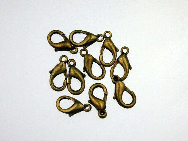 30 Brass Lobster Clasp - 12mm 12x7mm Antique Bronze Parrot Clasps Lobster Claw Clasp - LOB12B