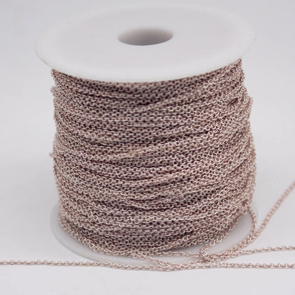 100 feet TARNISH Resistant Tarnish FREE Anti Tarnished Rose Gold Plated Dainty Chain - 1.6x1.4mm SOLDER - Oval Soldered - AT1614S
