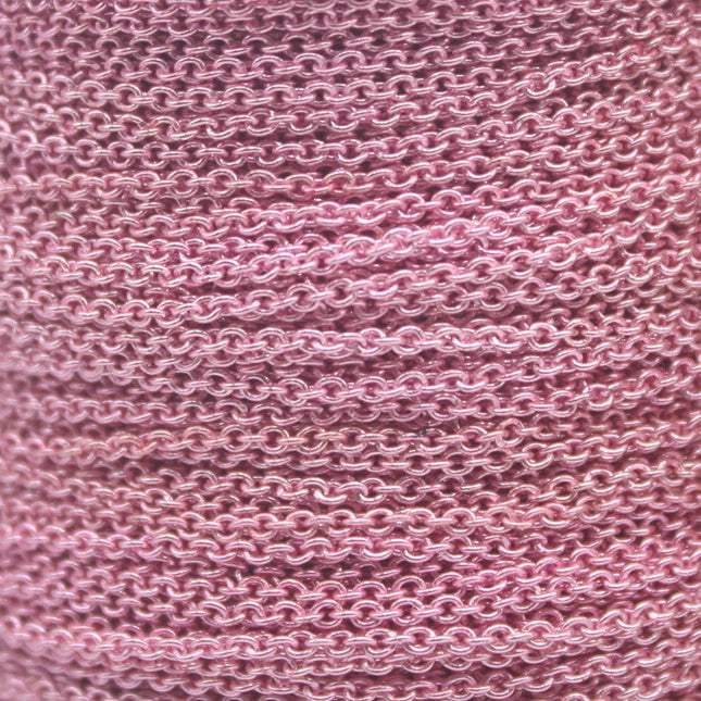 3 feet TARNISH Resistant Tarnish FREE Anti Tarnished Pink Copper Plated Micro Cable Chain - 1.6x1.4mm SOLDER - Oval Small Soldered - AT1614S