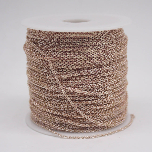 3 feet TARNISH Resistant Tarnish FREE Anti Tarnished Champagne Gold Plated Micro Cable Chain - 1.6x1.4mm SOLDER - Small Soldered - AT1614S