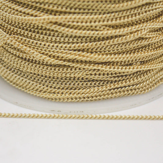 100 Ft Non TARNISH Curb Chain -  18K Gold Plated Micro Tiny Small Curb Chain - 1.3mm SOLDER - Anti Tarnish Free Resistant Chain - AT1.3S