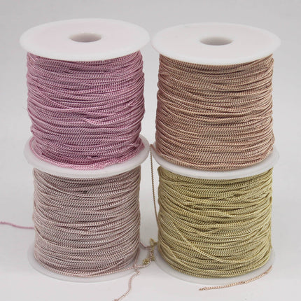 300 Ft Non TARNISH Curb Chain -  Pink Copper Plated Micro Tiny Small Curb Chain - 1.3mm SOLDER - Anti Tarnish Free Resistant Chain - AT1.3S