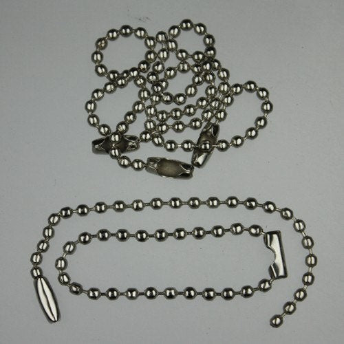 100 Pcs -  Keychain - 8cm - 2.4mm Ball Chain Rhodium Plated With Snap On Hooks