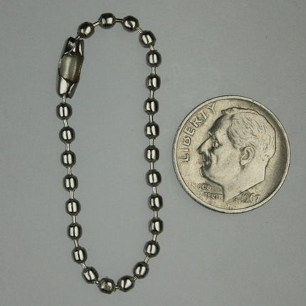 100 Pcs -  Keychain - 8cm - 2.4mm Ball Chain Rhodium Plated With Snap On Hooks