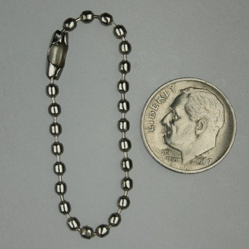 100 Pcs -  Keychain - 8cm - 2.4mm Ball Chain Rhodium Plated With Snap On Hooks