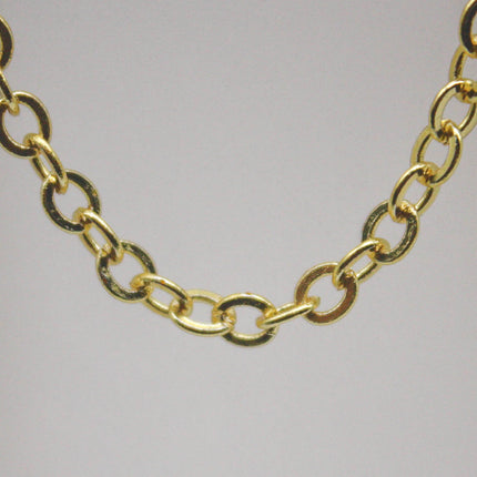 100 Ft Non Tarnish Big Chunky Flat Chain - 18K Gold Plated Flat Cable Chain Sturdy SOLDERED Heavy Chain 4X5mm 22Gauge 22G - AT45F