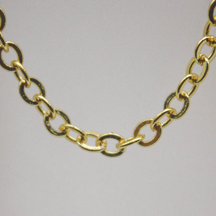 32 Ft Non Tarnish Big Chunky Flat Chain - 18K Gold Plated Flat Cable Chain Sturdy SOLDERED Heavy Chain 4X5mm 22Gauge 22G - AT45F