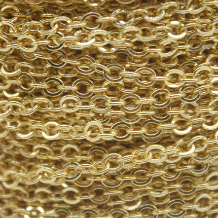 100 Ft Non Tarnish Big Chunky Flat Chain - 18K Gold Plated Flat Cable Chain Sturdy SOLDERED Heavy Chain 4X5mm 22Gauge 22G - AT45F