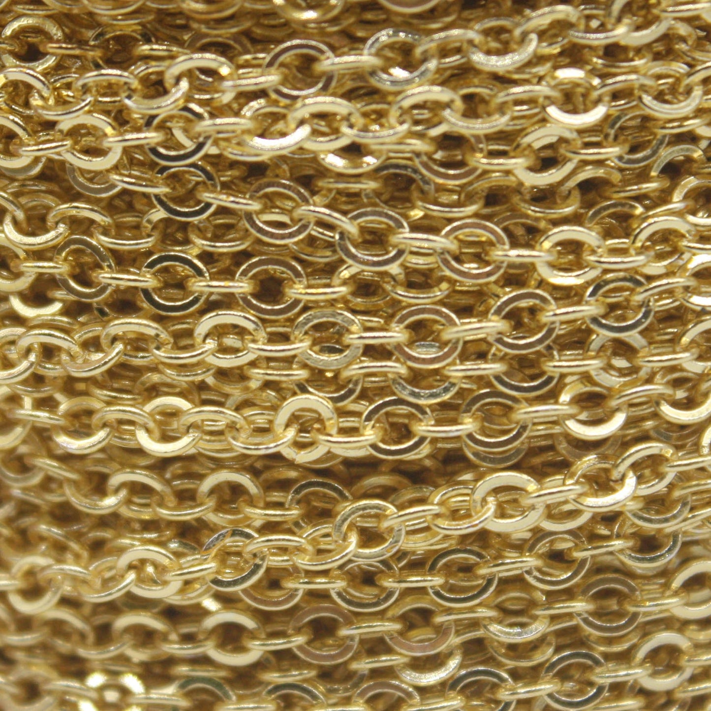 3 Ft Non Tarnish Big Chunky Flat Chain - 18K Gold Plated Flat Cable Chain Sturdy SOLDERED Heavy Chain 4X5mm 22Gauge 22G - AT45F