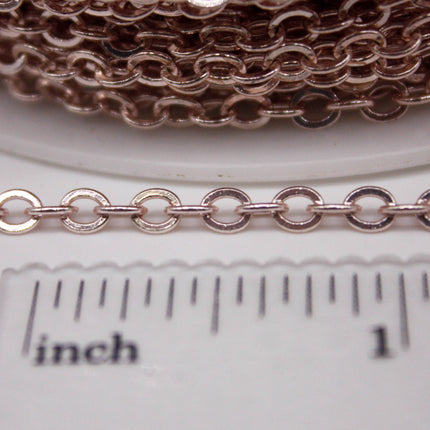 3 Ft Non Tarnish Big Chunky Flat Chain - Rose Gold Plated Flat Cable Chain Sturdy SOLDERED Heavy Chain 4X5mm 22Gauge 22G - AT45F
