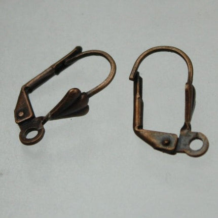 50 Antiqued Copper Leverback Earrings earwire 18.3x9.6mm - brass