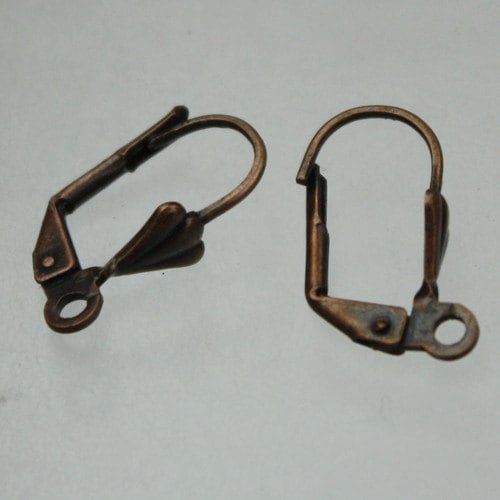 50 Antiqued Copper Leverback Earrings earwire 18.3x9.6mm - brass