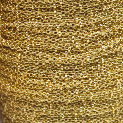 3 feet TARNISH Resistant SATELLITE 18K Gold Plated Ball Cable Chain - 2.0x1.4mm SOLDER - Soldered Link - AT2014SAT
