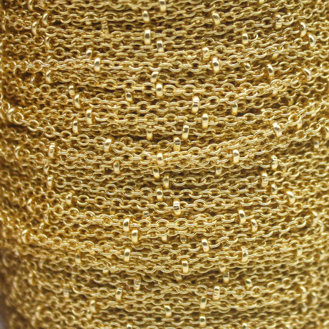 3 feet TARNISH Resistant SATELLITE 18K Gold Plated Ball Cable Chain - 2.0x1.4mm SOLDER - Soldered Link - AT2014SAT