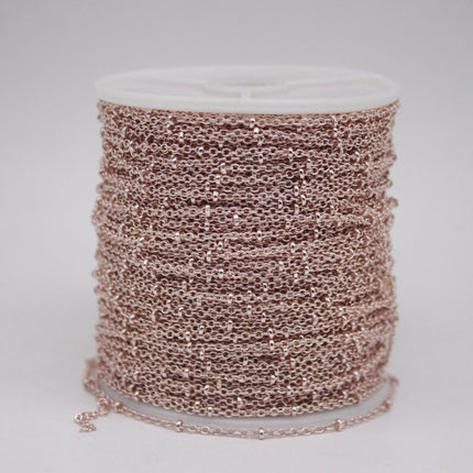 3 feet TARNISH Resistant Free Anti Tarnished SATELLITE Rose Gold Plated Ball Cable Chain - 2.0x1.4mm SOLDER - Soldered Link - AT2014SAT