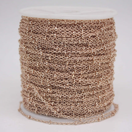 300 feet TARNISH Resistant Free Anti Tarnished SATELLITE Champagne/Pinky Gold Plated Ball Cable Chain - 2.0x1.4mm SOLDER - AT2014SAT