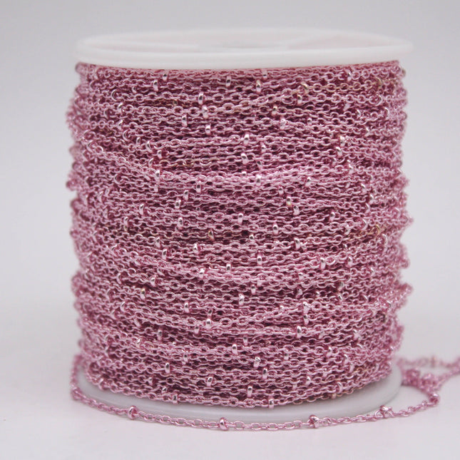 32 feet TARNISH Resistant Free Anti Tarnished SATELLITE Pink Copper Plated Ball Chain - 2.0x1.4mm SOLDER - AT2014SAT