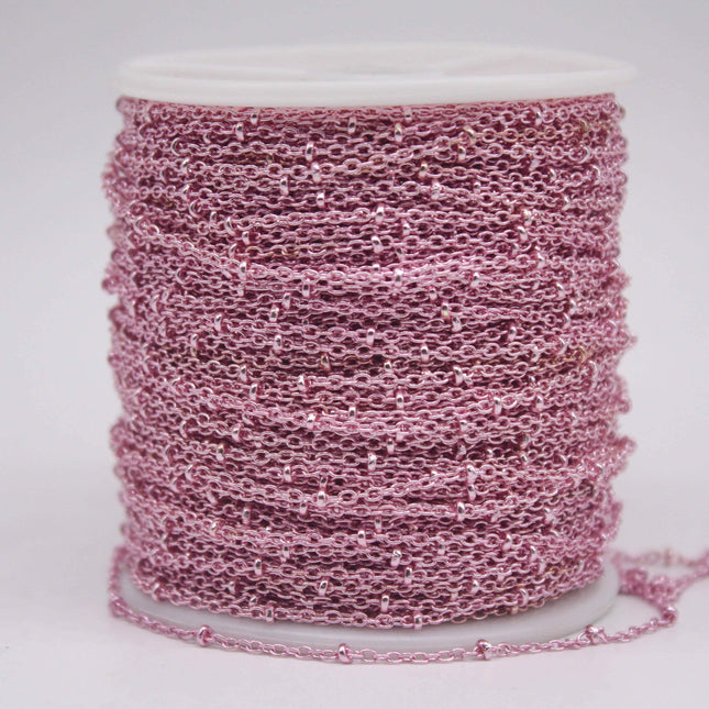 100 feet TARNISH Resistant Free Anti Tarnished SATELLITE Pink Copper Plated Ball Cable Chain - 2.0x1.4mm SOLDER - AT2014SAT
