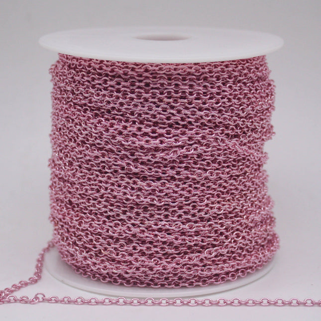 100 Ft Non Tarnish Big Chunky Cable Chain - Pink Copper Plated Round Cable Chain Sturdy SOLDERED Heavy Chain 4X5mm 22 Gauge 22G - AT450S