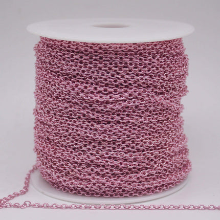 32 Ft Non Tarnish Big Chunky Cable Chain - Pink Copper Plated Round Cable Chain Sturdy SOLDERED Heavy Chain 4X5mm 22Gauge 22G - AT450S
