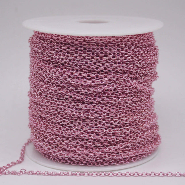 32 Ft Non Tarnish Big Chunky Cable Chain - Pink Copper Plated Round Cable Chain Sturdy SOLDERED Heavy Chain 4X5mm 22Gauge 22G - AT450S