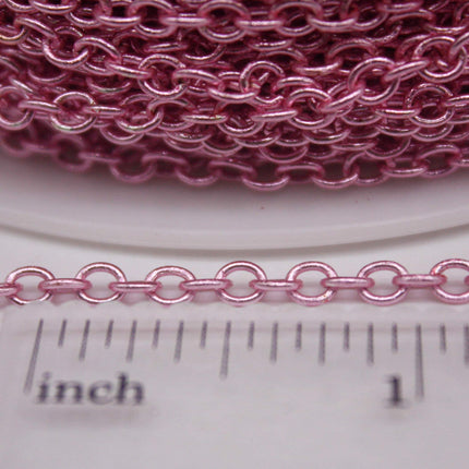 32 Ft Non Tarnish Big Chunky Cable Chain - Pink Copper Plated Round Cable Chain Sturdy SOLDERED Heavy Chain 4X5mm 22Gauge 22G - AT450S