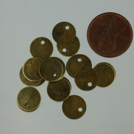 100 pcs of Antique Brass Finished Blank Coin drop 10mm