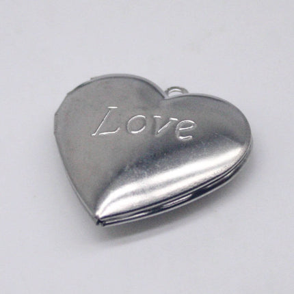 1/5/10/25 pcs STAINLESS STEEL "Love" Heart Locket Pendant Charm - 29x29mm 6.8mm thickness - Pendant Charm