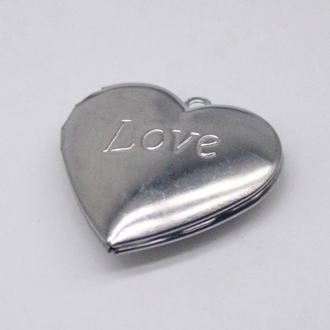 1/5/10/25 pcs STAINLESS STEEL "Love" Heart Locket Pendant Charm - 29x29mm 6.8mm thickness - Pendant Charm