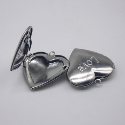 1/5/10/25 pcs STAINLESS STEEL "Love" Heart Locket Pendant Charm - 29x29mm 6.8mm thickness - Pendant Charm