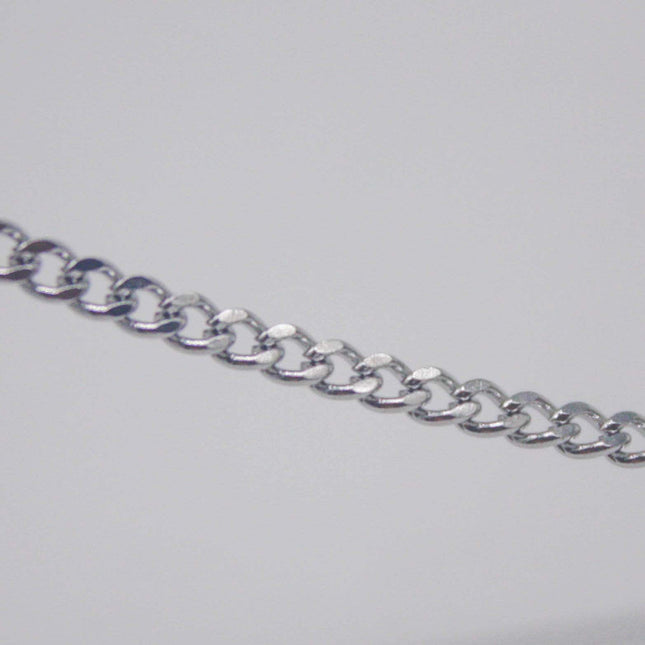 10 Ft of Stainless Steel Curb Chain bulk, Diamond Cut Facet, Diamond Cut Edge Curb Chain Necklace Bracelet - 2.0mm width 1.0mm thickness